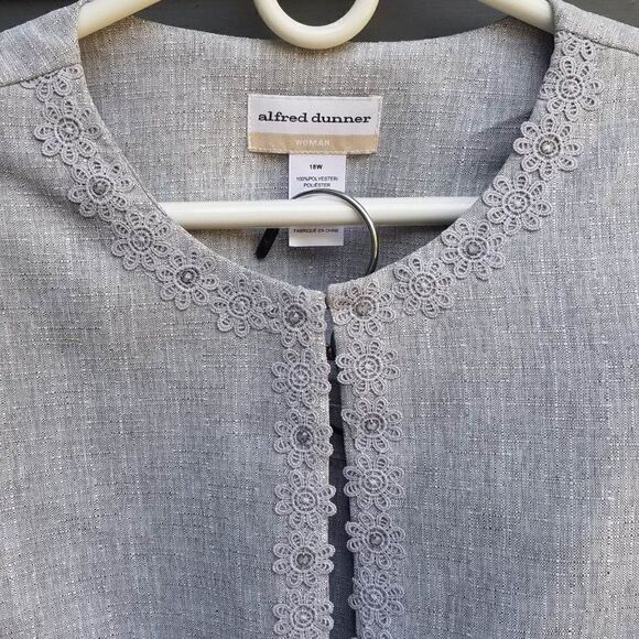 Alfred Dunner Gray Skirt Open Front Jacket Suit set size 18W - Picture 3 of 12